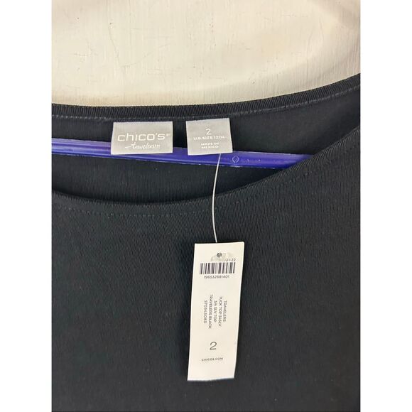 Chico Traveler Tuck black top shirt size 2 new Large - Picture 3 of 9